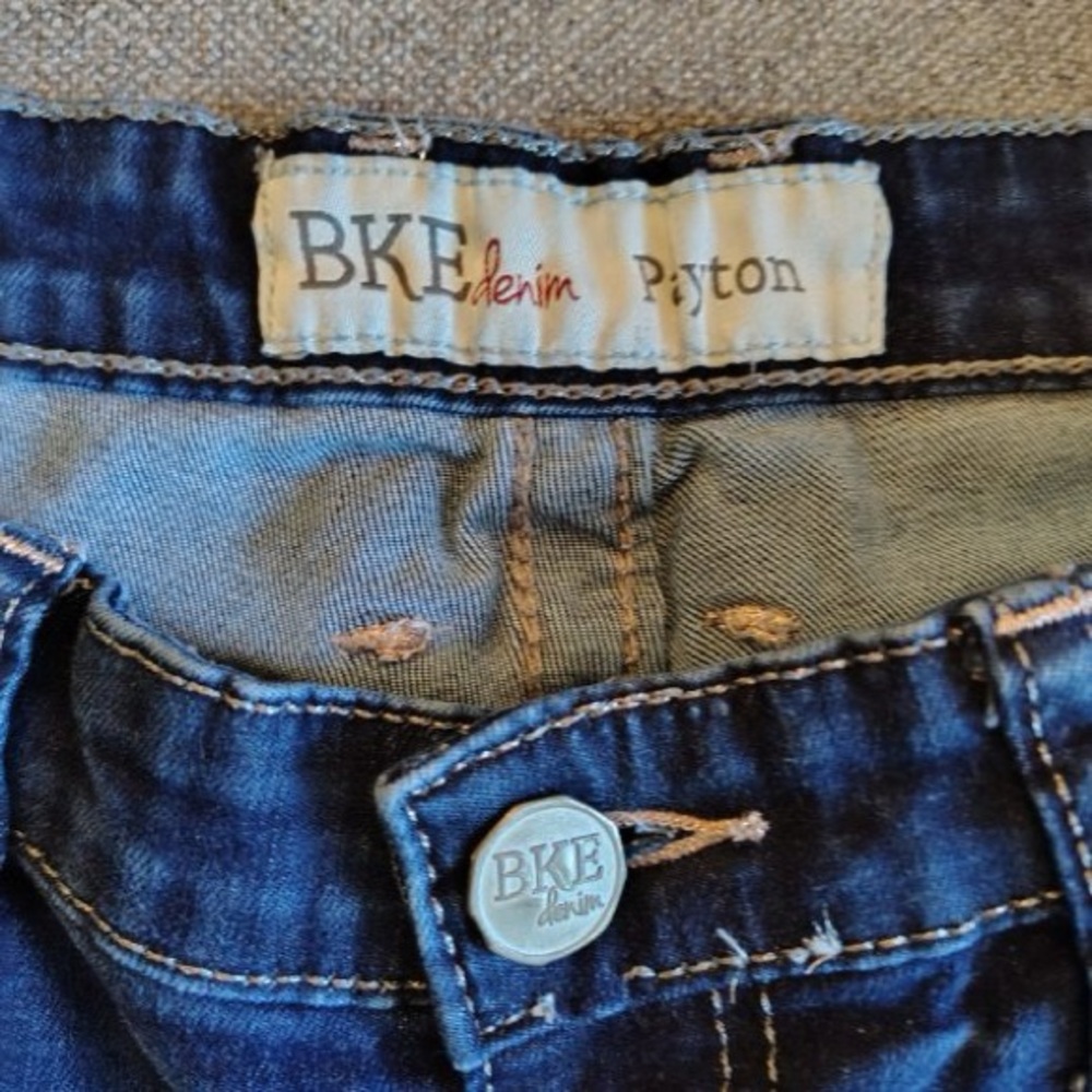 BKE Payton Blue Jeans Women 29x34 Heavy Stitch Low Rise Bootcut Flare Dark Wash - Picture 5 of 14